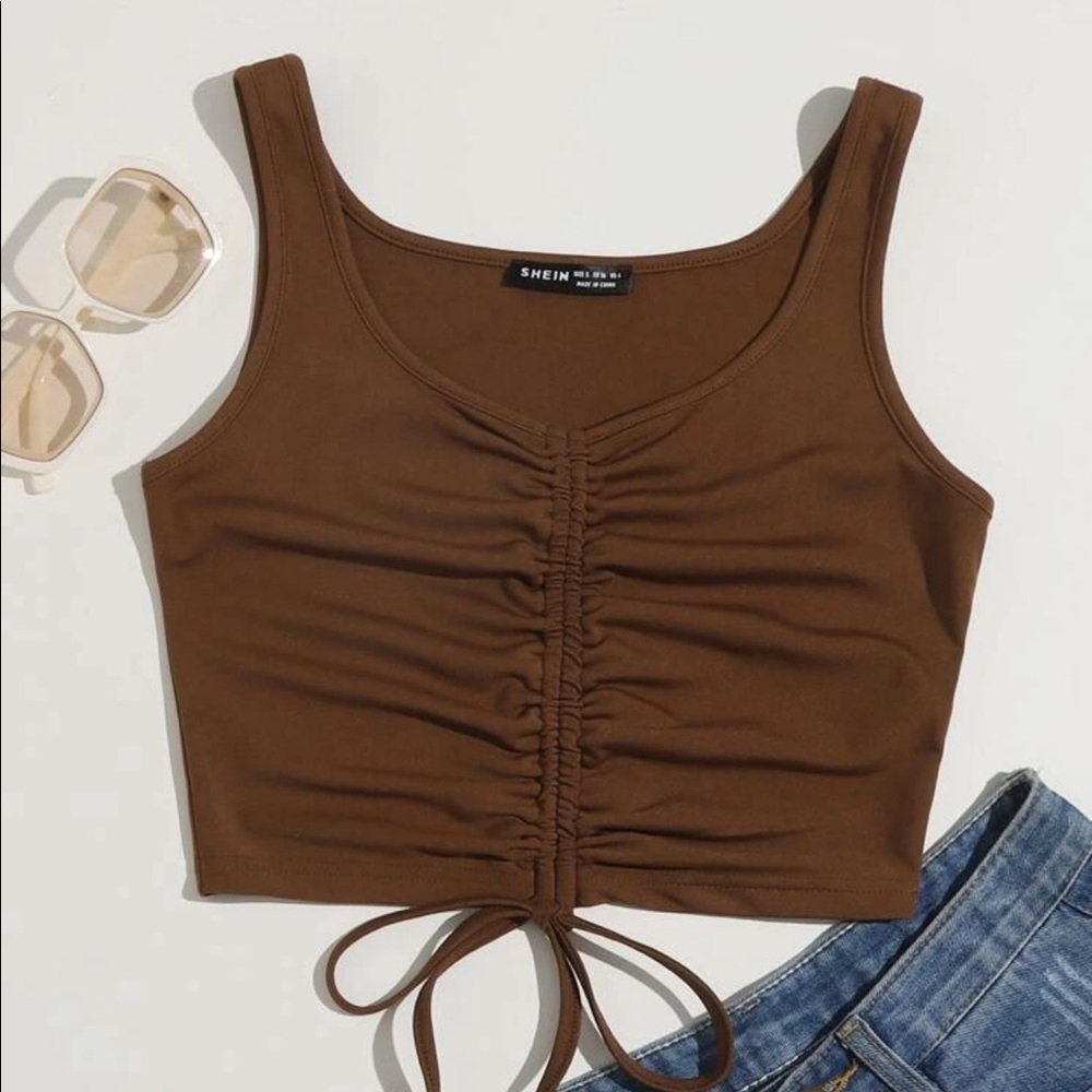 Shein plus size drawstring ruched tank top